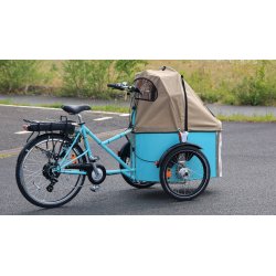 Nihola Family avec cadre bleu turquoise et capote de pluie beige