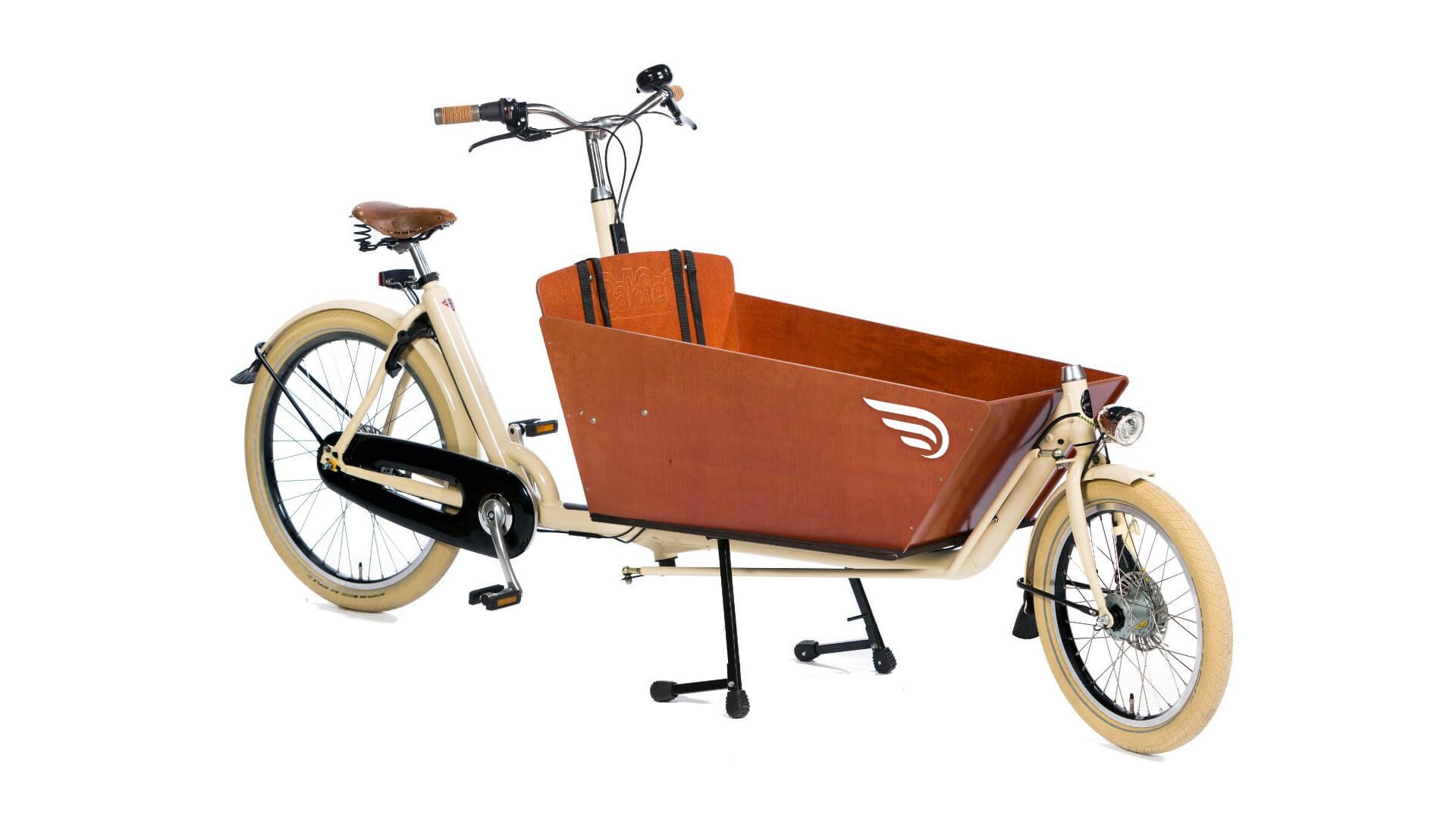 Le biporteur Bakfiets Confort avec un cadre couleur crème