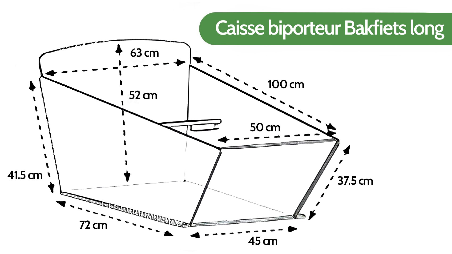 Dimensions du coffre long des biporteurs Bakfiets 