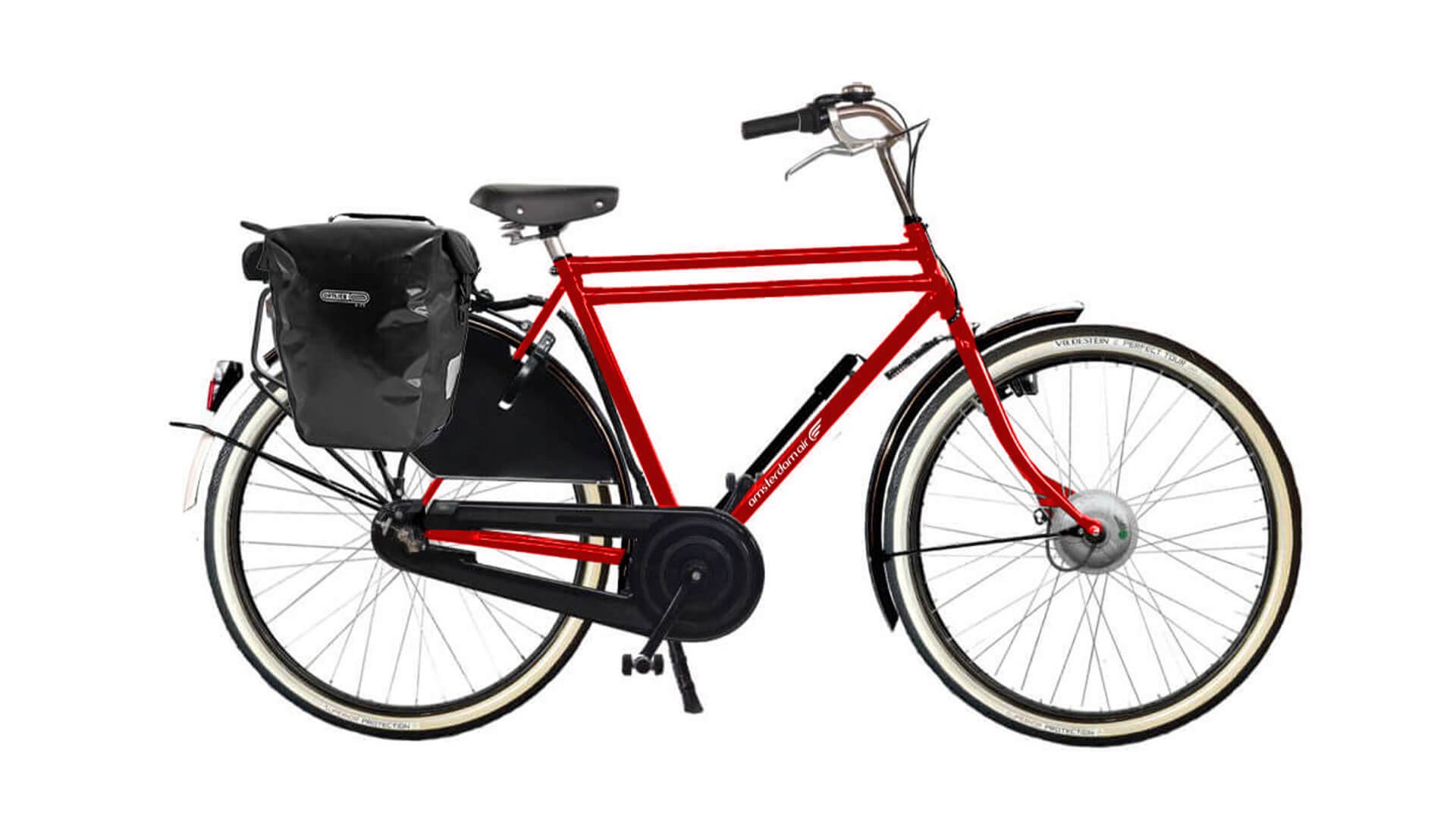 Sacoche amovible 100% étanche Ortlieb City noire sur un vélo hollandais Legend Excluisve