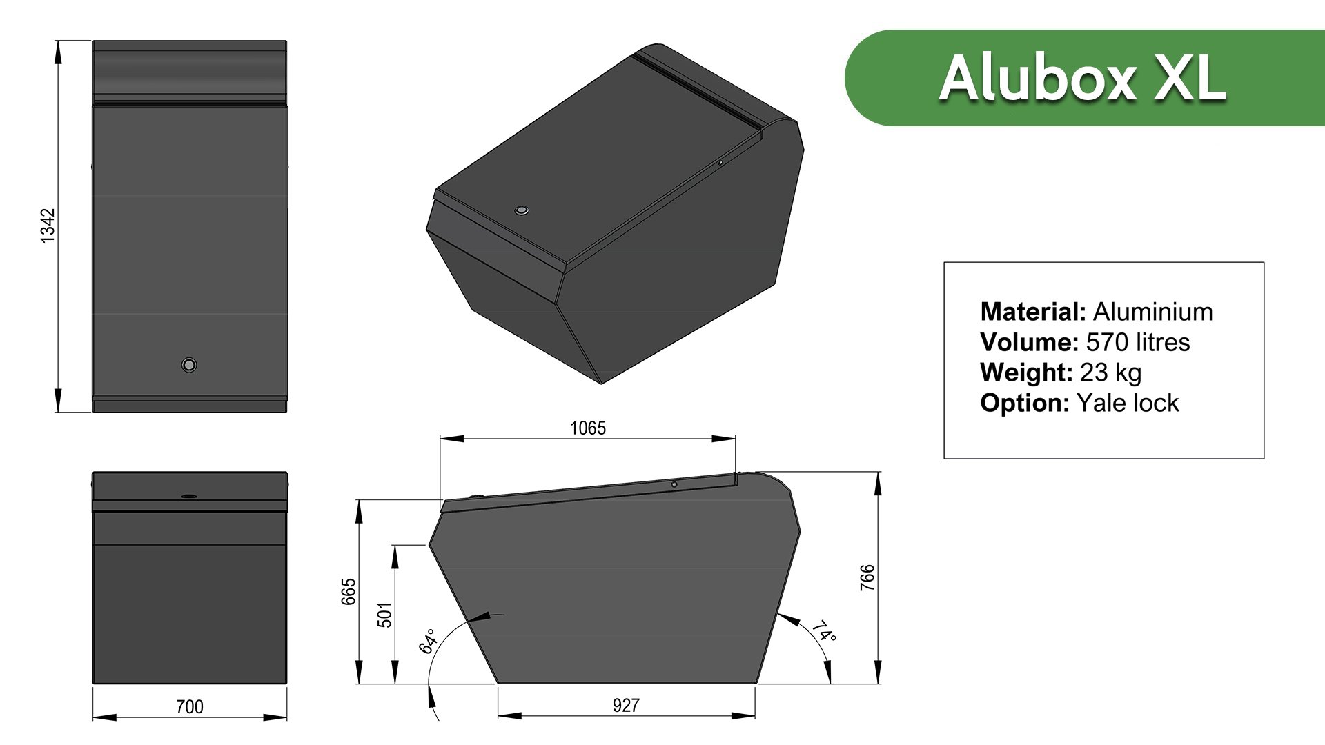 Volume et dimensions de la caisse Alubox XL 