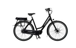 VAE hollandais Flevoland avec cadre aluminium noir brillant et moteur pédalier Shimano E-Bike Systems