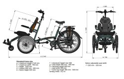 Dimensions du vélo pour fauteuil roulant OPair