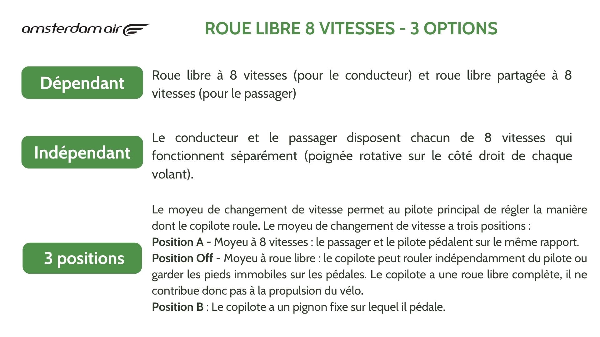 Les différents pédalier de tandem du Fun2Go