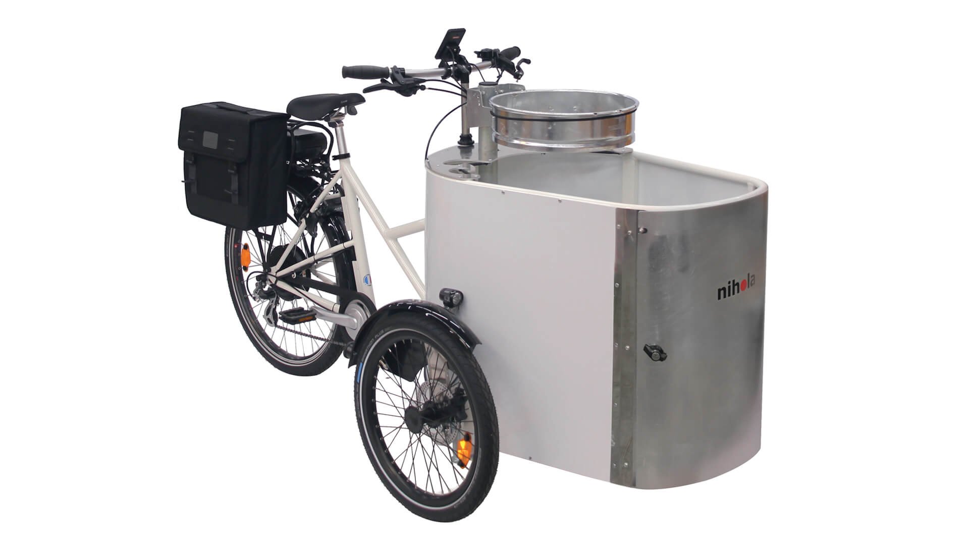 Le triporteur électrique NIHOLA CARGO XL Propreté dans sa configuration de base