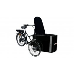 Triporteur Nihola cargo électrique dans sa configuration de base avec couvercle