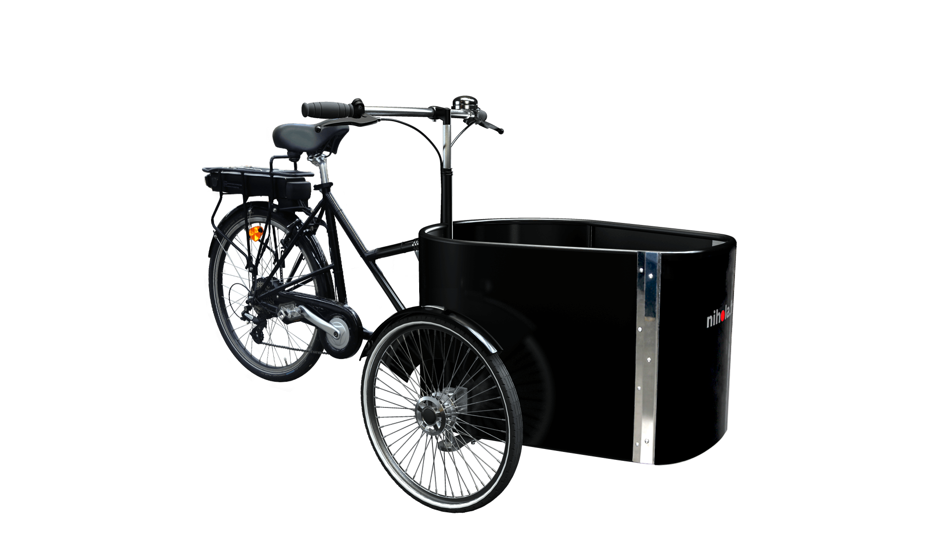 Triporteur Nihola cargo électrique dans sa configuration de base